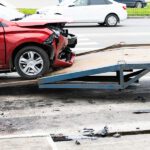 Tow Truck For Emergency Car Move. The Car After The Accident Is